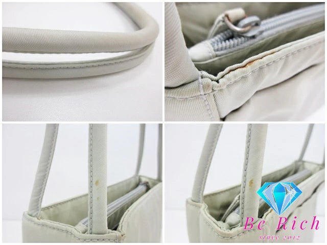 プラダ PRADA ハンドバック  ポコノ ベージュ ナイロン レザー プレート ロゴ  レディース 手提げ【中古】【送料無料】bk8565