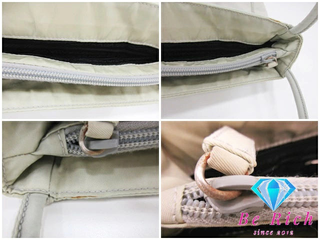 プラダ PRADA ハンドバック  ポコノ ベージュ ナイロン レザー プレート ロゴ  レディース 手提げ【中古】【送料無料】bk8565