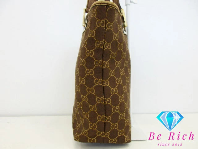 グッチ GUCCI ハンドバッグ トートバッグ GG キャンバス レザー ブラウン 茶  ロゴ  鞄 手提げ レディース【中古】【送料無料】bk8569