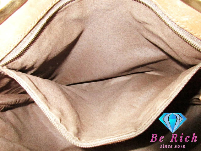 グッチ GUCCI ハンドバッグ トートバッグ GG キャンバス レザー ブラウン 茶  ロゴ  鞄 手提げ レディース【中古】【送料無料】bk8569