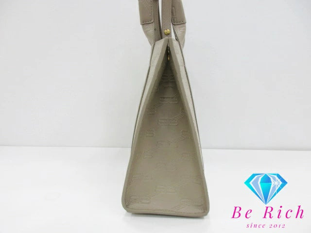 バレンシアガ BALENCIAGA ハードウェア ショッピングバッグ BB モノグラム 714187 ベージュ レザー ロゴ 手持ち 鞄 レディース メンズ【中古】【送料無料】bk8572