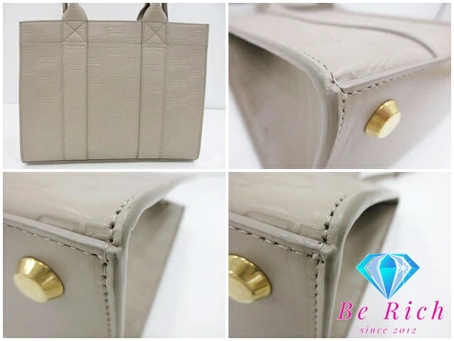 バレンシアガ BALENCIAGA ハードウェア ショッピングバッグ BB モノグラム 714187 ベージュ レザー ロゴ 手持ち 鞄 レディース メンズ【中古】【送料無料】bk8572