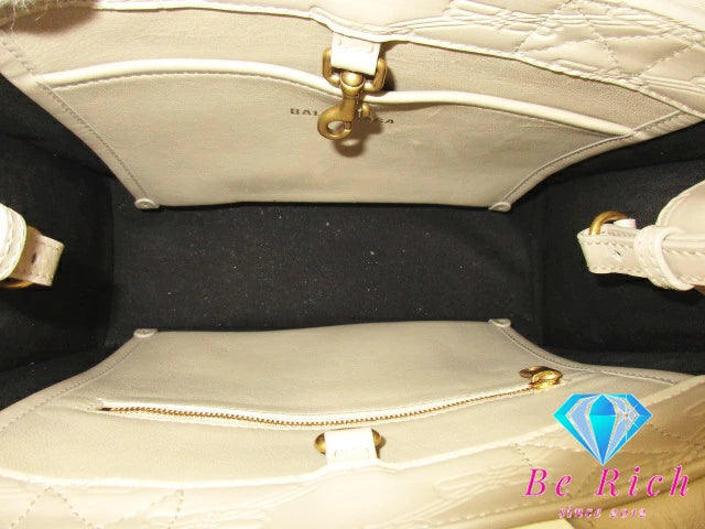 バレンシアガ BALENCIAGA ハードウェア ショッピングバッグ BB モノグラム 714187 ベージュ レザー ロゴ 手持ち 鞄 レディース メンズ【中古】【送料無料】bk8572