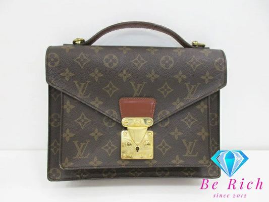 ルイ ヴィトン LOUIS VUITTON モノグラム モンソー 26 M51187 LV ロゴ ブラウン 茶 PVC レザー ハンドバッグ ビジネス 手提げ クラッチバッグ 鞄【中古】【送料無料】bk8582