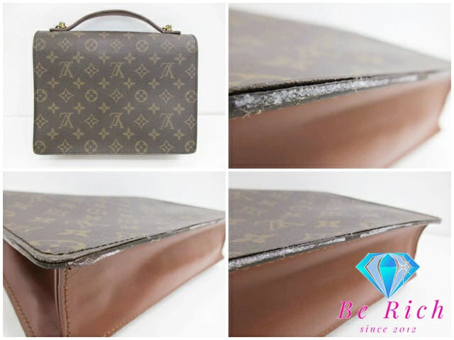 ルイ ヴィトン LOUIS VUITTON モノグラム モンソー 26 M51187 LV ロゴ ブラウン 茶 PVC レザー ハンドバッグ ビジネス 手提げ クラッチバッグ 鞄【中古】【送料無料】bk8582