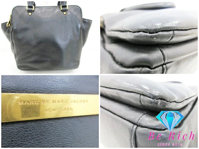 マーク バイ マークジェイコブス MARC BY MARC JACOBS ハンドバッグ ブラック 黒 レザー ロゴ ショルダーなし 肩掛け 鞄 【中古】【送料無料】 bk8599