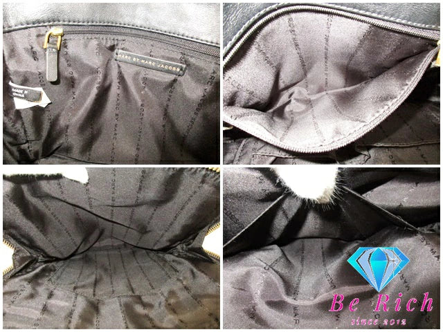 マーク バイ マークジェイコブス MARC BY MARC JACOBS ハンドバッグ ブラック 黒 レザー ロゴ ショルダーなし 肩掛け 鞄 【中古】【送料無料】 bk8599