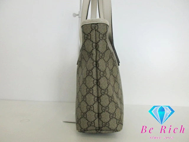 グッチ GUCCI トートバッグ 211138 GG スプリーム ベージュ アイボリー PVC レザー ロゴ ハンド ショルダー 鞄  【中古】【送料無料】 bk8604