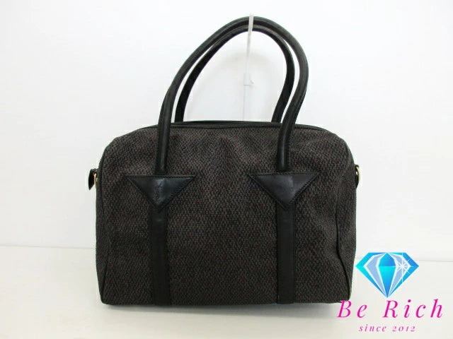 イヴ サンローラン YVES SAINT LAURENT ミニ ボストンバッグ 黒 ブラック PVC レザー YSL ロゴ ハンドバッグ 鞄 【中古】【送料無料】 bk8607