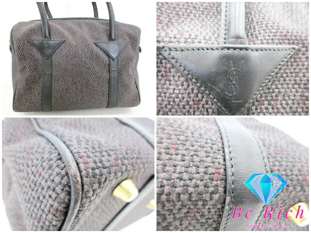 イヴ サンローラン YVES SAINT LAURENT ミニ ボストンバッグ 黒 ブラック PVC レザー YSL ロゴ ハンドバッグ 鞄 【中古】【送料無料】 bk8607