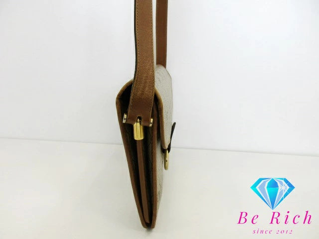 クリスチャン ディオール ショルダーバッグ ベージュ 茶 ブラウン PVC レザー ハニカム柄 Christian Dior ポシェット 斜め掛け 鞄【中古】【送料無料】 bk8616