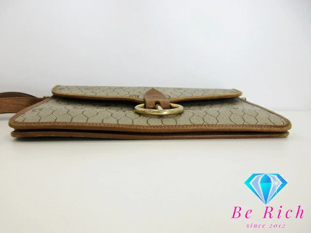 クリスチャン ディオール ショルダーバッグ ベージュ 茶 ブラウン PVC レザー ハニカム柄 Christian Dior ポシェット 斜め掛け 鞄【中古】【送料無料】 bk8616