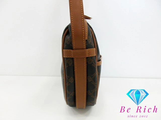 バリー BALLY ショルダーバッグ 黒 ブラック 茶 ブラウン PVC レザー ロゴ 総柄 ポシェット 肩掛け 鞄【中古】【送料無料】bk8628