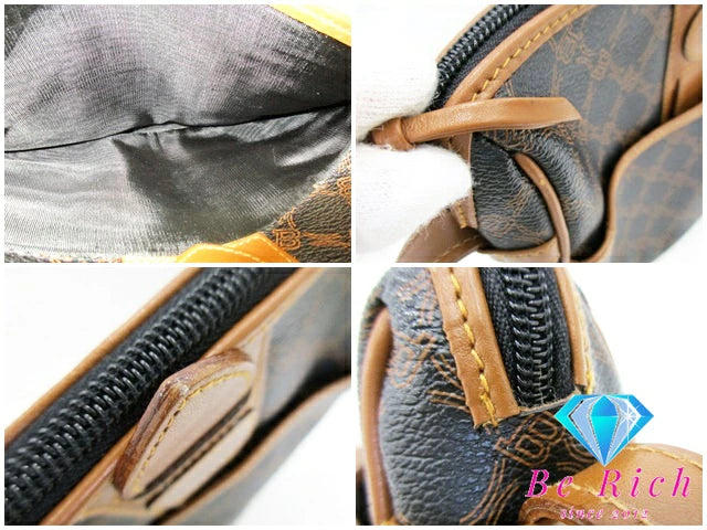 バリー BALLY ショルダーバッグ 黒 ブラック 茶 ブラウン PVC レザー ロゴ 総柄 ポシェット 肩掛け 鞄【中古】【送料無料】bk8628