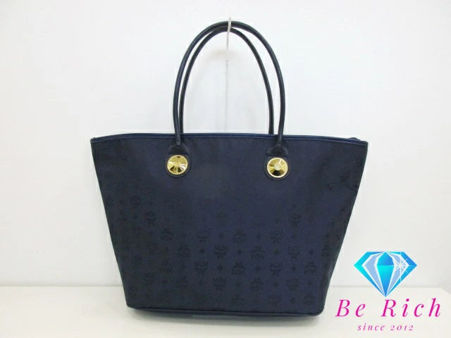 エムシーエム MCM トートバッグ ショルダーバッグ ビセトス ロゴグラム 紺 ネイビー ナイロン キャンバス  レザー ロゴ ハンドバッグ 鞄 ヴィセトス  【中古】【送料無料】 bk8645