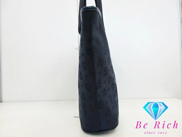 エムシーエム MCM トートバッグ ショルダーバッグ ビセトス ロゴグラム 紺 ネイビー ナイロン キャンバス  レザー ロゴ ハンドバッグ 鞄 ヴィセトス  【中古】【送料無料】 bk8645