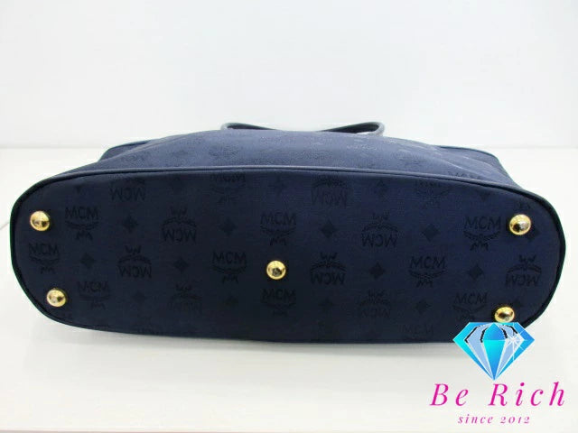 エムシーエム MCM トートバッグ ショルダーバッグ ビセトス ロゴグラム 紺 ネイビー ナイロン キャンバス  レザー ロゴ ハンドバッグ 鞄 ヴィセトス  【中古】【送料無料】 bk8645