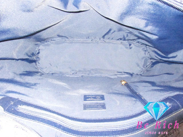 エムシーエム MCM トートバッグ ショルダーバッグ ビセトス ロゴグラム 紺 ネイビー ナイロン キャンバス  レザー ロゴ ハンドバッグ 鞄 ヴィセトス  【中古】【送料無料】 bk8645