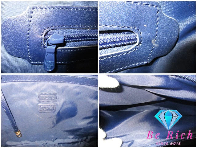 エムシーエム MCM トートバッグ ショルダーバッグ ビセトス ロゴグラム 紺 ネイビー ナイロン キャンバス  レザー ロゴ ハンドバッグ 鞄 ヴィセトス  【中古】【送料無料】 bk8645