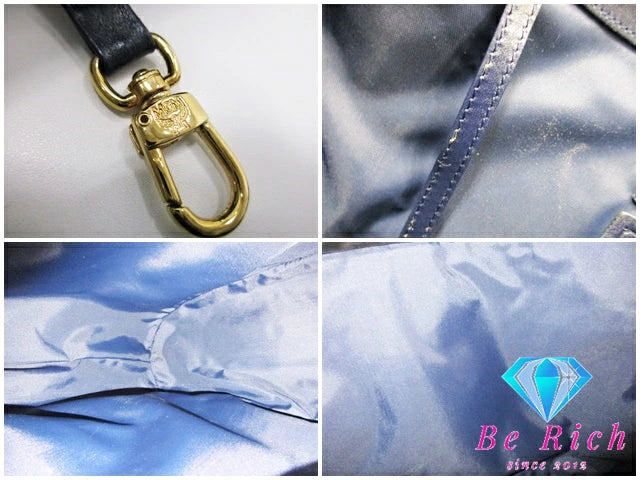 エムシーエム MCM トートバッグ ショルダーバッグ ビセトス ロゴグラム 紺 ネイビー ナイロン キャンバス  レザー ロゴ ハンドバッグ 鞄 ヴィセトス  【中古】【送料無料】 bk8645