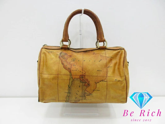 PRIMA CLASSE プリマクラッセ ミニ ボストンバッグ ジオクラシック ナチュラル キャメル ブラウン  PVC レザー 【中古】【送料無料】 bk8652