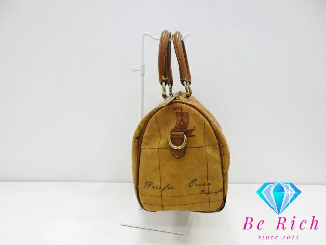 PRIMA CLASSE プリマクラッセ ミニ ボストンバッグ ジオクラシック ナチュラル キャメル ブラウン  PVC レザー 【中古】【送料無料】 bk8652