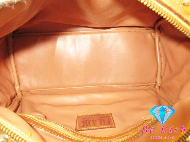 PRIMA CLASSE プリマクラッセ ミニ ボストンバッグ ジオクラシック ナチュラル キャメル ブラウン  PVC レザー 【中古】【送料無料】 bk8652