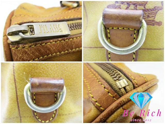 PRIMA CLASSE プリマクラッセ ミニ ボストンバッグ ジオクラシック ナチュラル キャメル ブラウン  PVC レザー 【中古】【送料無料】 bk8652