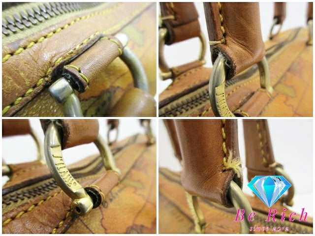 PRIMA CLASSE プリマクラッセ ミニ ボストンバッグ ジオクラシック ナチュラル キャメル ブラウン  PVC レザー 【中古】【送料無料】 bk8652