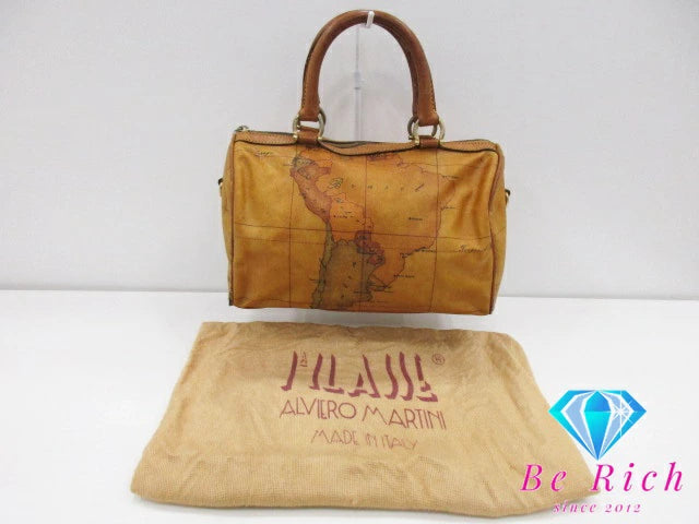 PRIMA CLASSE プリマクラッセ ミニ ボストンバッグ ジオクラシック ナチュラル キャメル ブラウン  PVC レザー 【中古】【送料無料】 bk8652