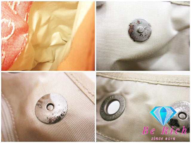 ブルガリ BVLGARI ミニ ハンドバッグ トートバッグ ロゴマニア ピンク アイボリー キャンバス レザー ショルダーバッグ 手提げ 肩掛け バッグ 鞄 メンズ レディース 【中古】【送料無料】 bk8666