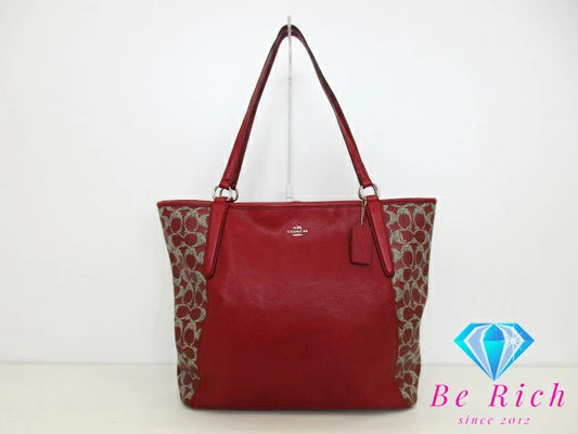 コーチ ベイリー サフィアーノ トートバッグ 33480 赤 レッド グレー レザー ショルダーバッグ ハンドバッグ COACH 【中古】【送料無料】 bk8670