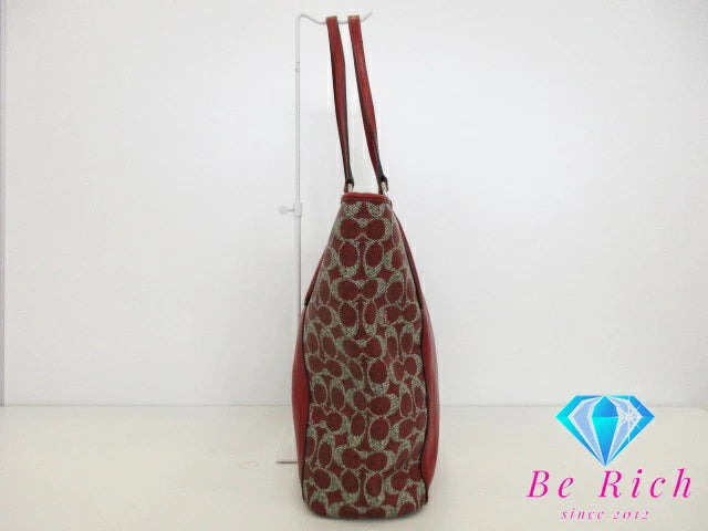 コーチ ベイリー サフィアーノ トートバッグ 33480 赤 レッド グレー レザー ショルダーバッグ ハンドバッグ COACH 【中古】【送料無料】 bk8670