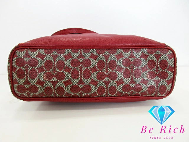 コーチ ベイリー サフィアーノ トートバッグ 33480 赤 レッド グレー レザー ショルダーバッグ ハンドバッグ COACH 【中古】【送料無料】 bk8670