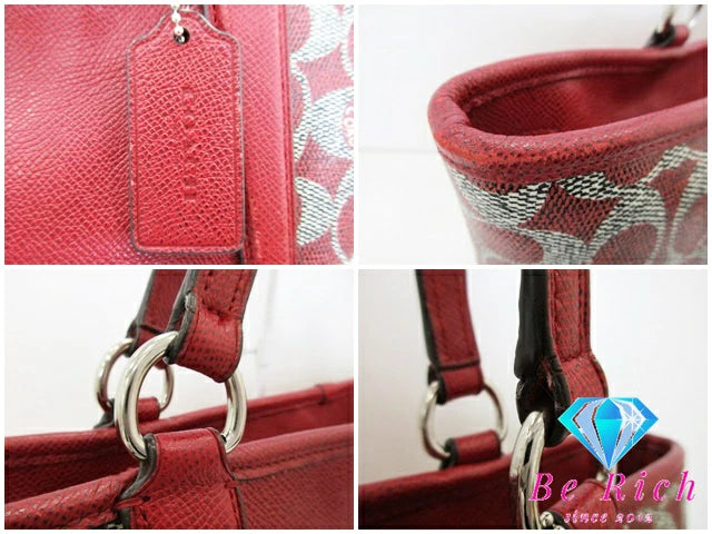 コーチ ベイリー サフィアーノ トートバッグ 33480 赤 レッド グレー レザー ショルダーバッグ ハンドバッグ COACH 【中古】【送料無料】 bk8670