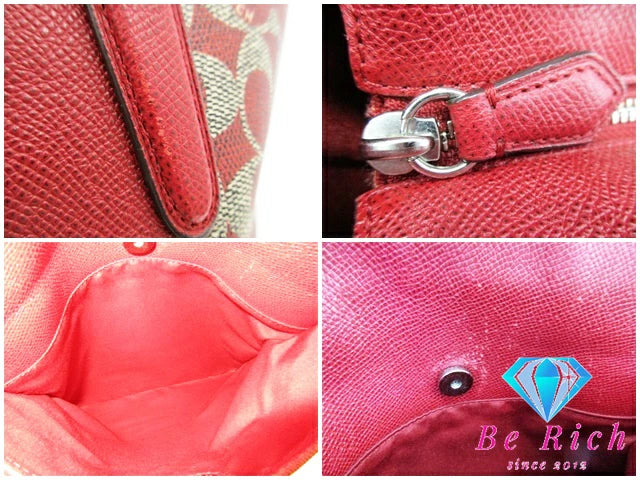 コーチ ベイリー サフィアーノ トートバッグ 33480 赤 レッド グレー レザー ショルダーバッグ ハンドバッグ COACH 【中古】【送料無料】 bk8670