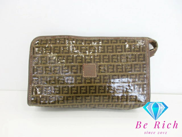 フェンディ FENDI クラッチバッグ ズッキーノ ブラウン 茶 PVC レザー ズッカ ロゴ セカンドバッグ 鞄 【中古】【送料無料】 bk8682