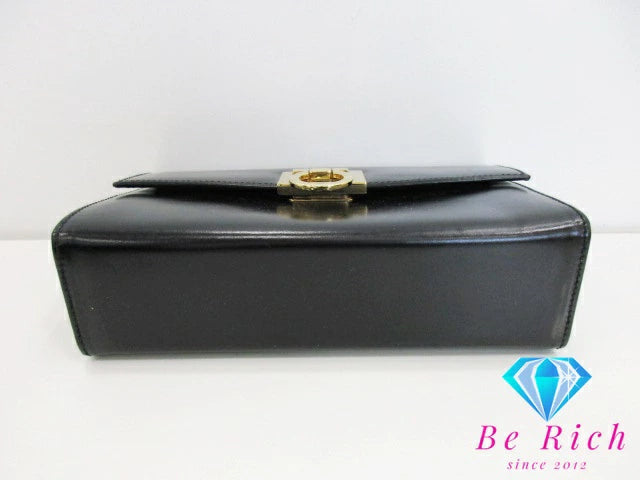 サルヴァトーレ フェラガモ ガンチーニ クラッチバッグ セカンドバッグ AQ-21 9629 黒 ブラック カーフ レザー ロゴ ハンドバッグ Salvatore Ferragamo 【中古】【送料無料】 bk8683