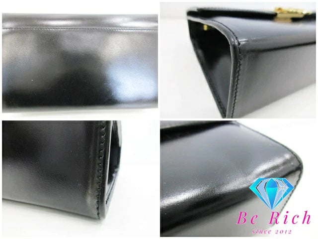 サルヴァトーレ フェラガモ ガンチーニ クラッチバッグ セカンドバッグ AQ-21 9629 黒 ブラック カーフ レザー ロゴ ハンドバッグ Salvatore Ferragamo 【中古】【送料無料】 bk8683