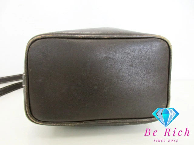 ロエベ LOEWE 巾着 ショルダーバッグ カーキ ブラウン 茶 スエード レザー ロゴ 手提げ 肩掛け 鞄 【中古】【送料無料】 bk8704