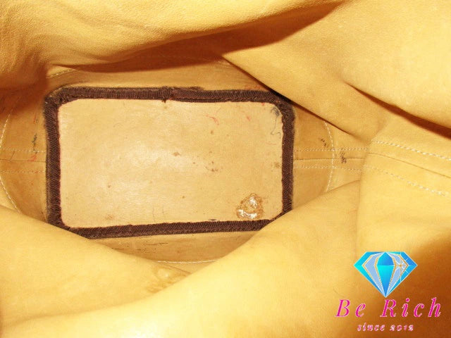 ロエベ LOEWE 巾着 ショルダーバッグ カーキ ブラウン 茶 スエード レザー ロゴ 手提げ 肩掛け 鞄 【中古】【送料無料】 bk8704