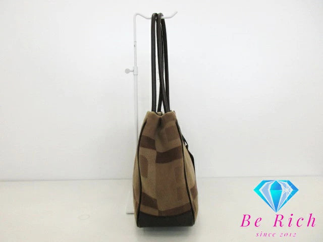 バリー BALLY トートバッグ ショルダーバッグ ブラウン 茶 ジャガード キャンバス レザー B ロゴ ハンドバッグ 鞄  【中古】【送料無料】bk8716