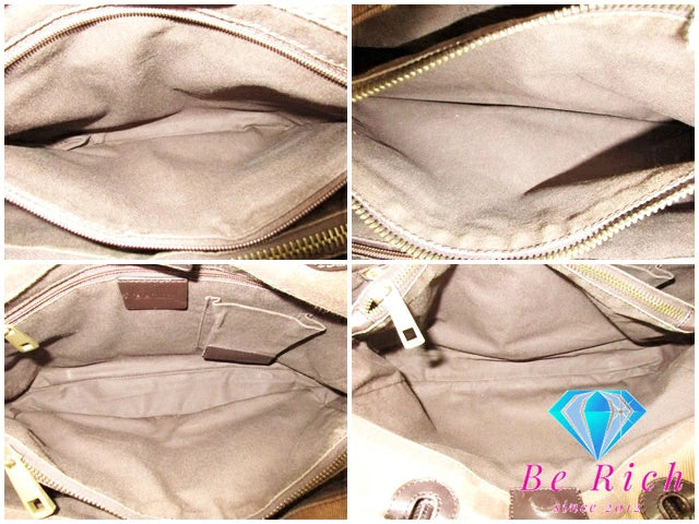 バリー BALLY トートバッグ ショルダーバッグ ブラウン 茶 ジャガード キャンバス レザー B ロゴ ハンドバッグ 鞄  【中古】【送料無料】bk8716