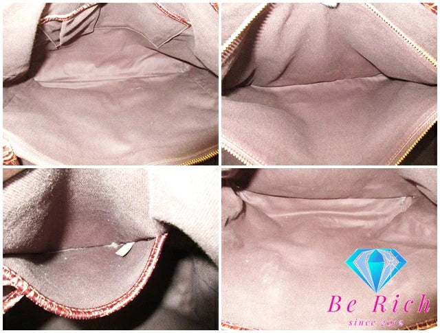 セリーヌ CELINE トートバッグ ショルダーバッグ マカダム ブラウン キャンバス レザー クロコ 型押し 茶 ロゴ ハンドバッグ 鞄 【中古】【送料無料】 bk8721