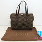 セリーヌ CELINE トートバッグ ショルダーバッグ マカダム ブラウン キャンバス レザー クロコ 型押し 茶 ロゴ ハンドバッグ 鞄 【中古】【送料無料】 bk8721