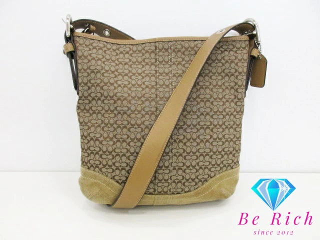コーチ COACH ショルダーバッグ F10944 ミニ シグネチャー カーキ ベージュ キャンバス レザー ロゴ ハンドバッグ クロスボディ 斜め掛け 鞄 【中古】【送料無料】 bk8730