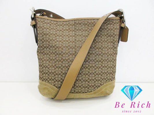 コーチ COACH ショルダーバッグ F10944 ミニ シグネチャー カーキ ベージュ キャンバス レザー ロゴ ハンドバッグ クロスボディ 斜め掛け 鞄 【中古】【送料無料】 bk8730