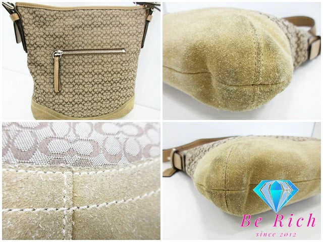 コーチ COACH ショルダーバッグ F10944 ミニ シグネチャー カーキ ベージュ キャンバス レザー ロゴ ハンドバッグ クロスボディ 斜め掛け 鞄 【中古】【送料無料】 bk8730