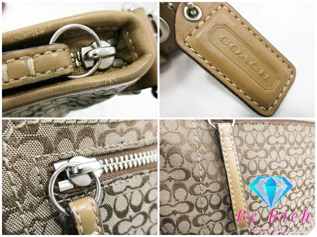 コーチ COACH ショルダーバッグ F10944 ミニ シグネチャー カーキ ベージュ キャンバス レザー ロゴ ハンドバッグ クロスボディ 斜め掛け 鞄 【中古】【送料無料】 bk8730