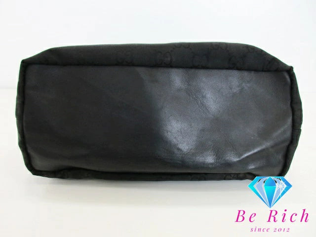 グッチ GUCCI ハンドバッグ バンブー ハンドル 黒 ブラック ナイロンキャンバス レザー ロゴ  ホーボー ショルダーバッグ セミショルダー ワンショルダー 鞄 【中古】【送料無料】bk8748